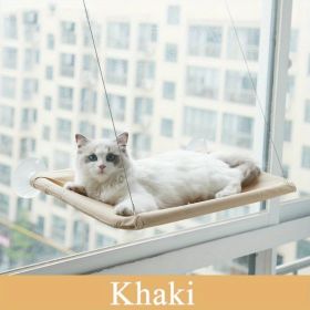 Cat Window Hammock 360° Sunny Seat Space Saving Cat Beds For Indoor Cats (Color: Khaki)